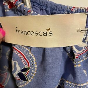 Francesca's Oxford Blue Paisley Skirt